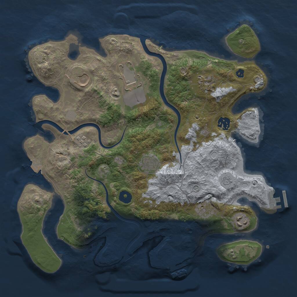 Rust Map: Procedural Map, Size: 3500, Seed: 625176423, 14 Monuments