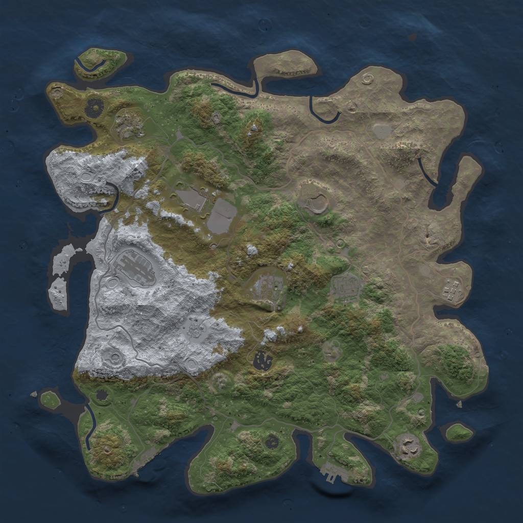 Rust Map: Procedural Map, Size: 4000, Seed: 891178695, 18 Monuments