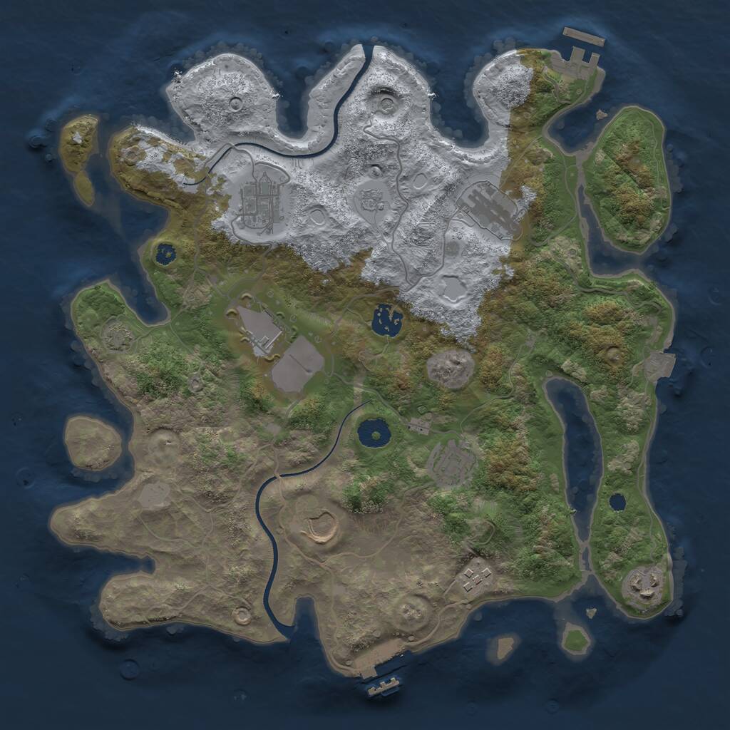 Rust Map: Procedural Map, Size: 3500, Seed: 25227753, 14 Monuments