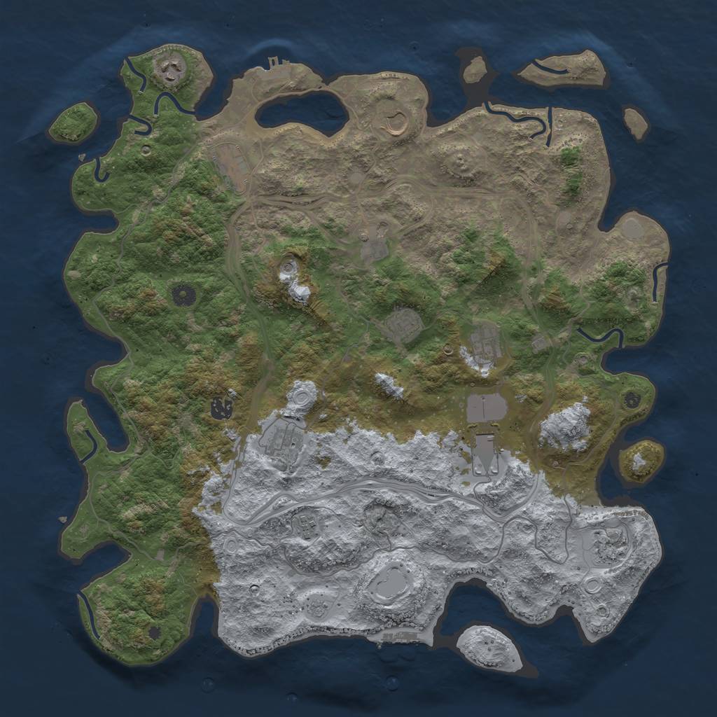 Rust Map: Procedural Map, Size: 4600, Seed: 44444, 20 Monuments