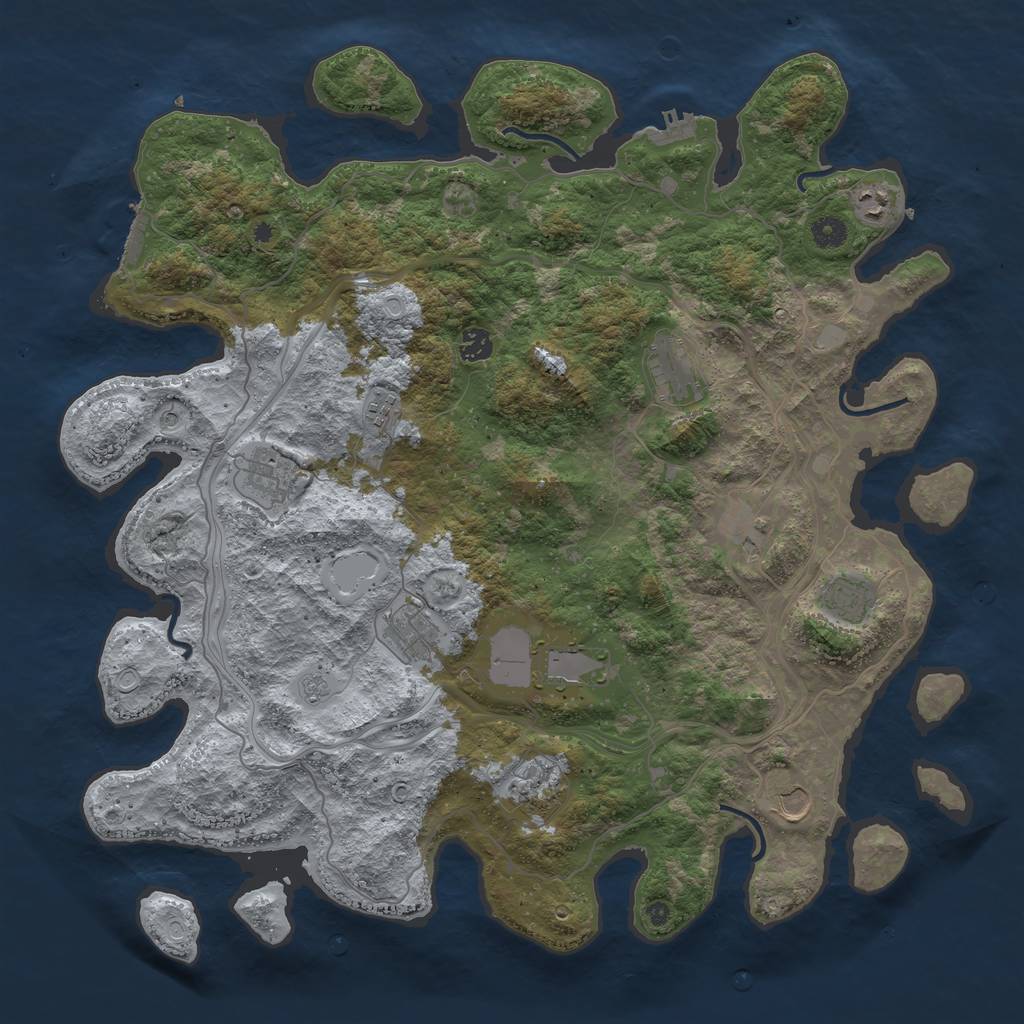 Rust Map: Procedural Map, Size: 4500, Seed: 1237912326, 20 Monuments