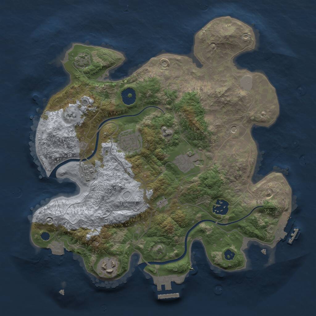 Rust Map: Procedural Map, Size: 3000, Seed: 596753, 10 Monuments