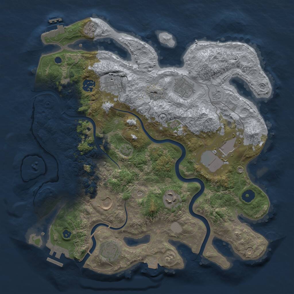 Rust Map: Procedural Map, Size: 3500, Seed: 729908621, 14 Monuments