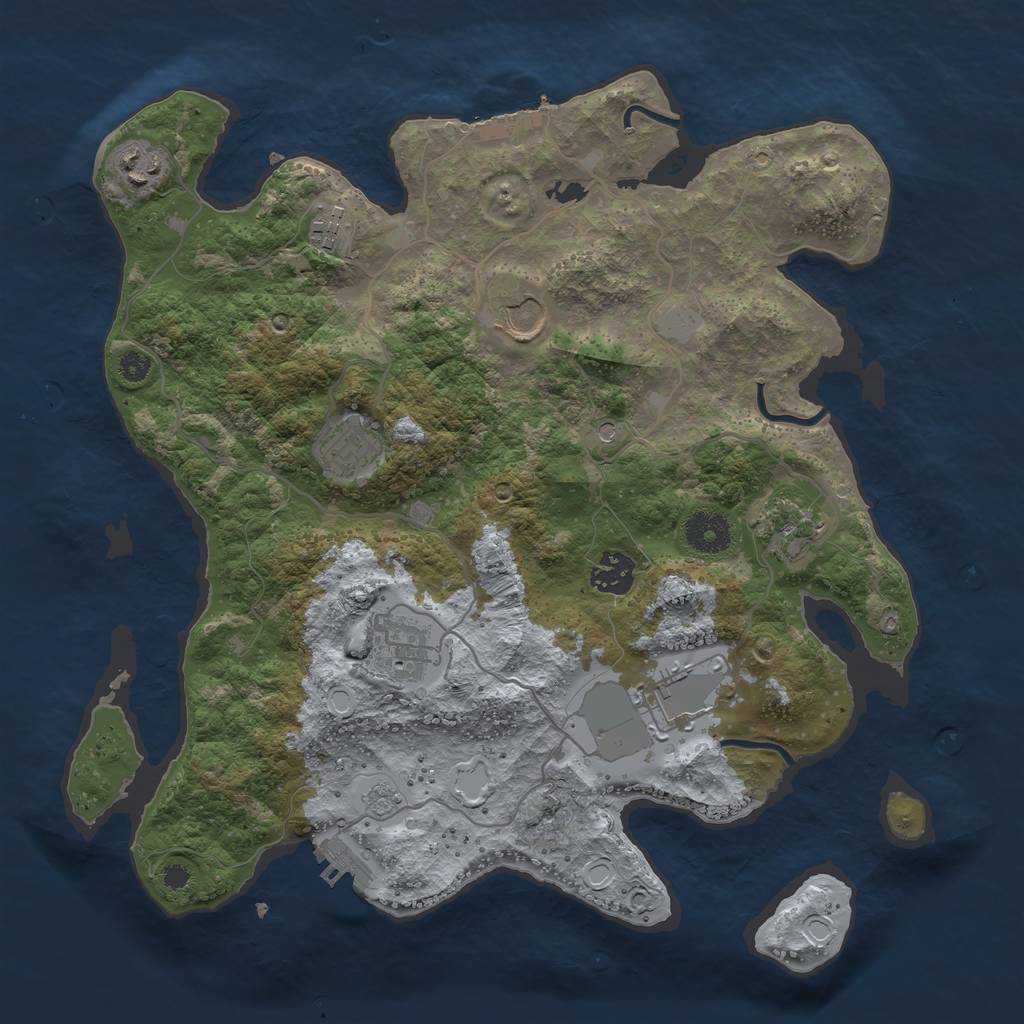 Rust Map: Procedural Map, Size: 3500, Seed: 3294310, 17 Monuments