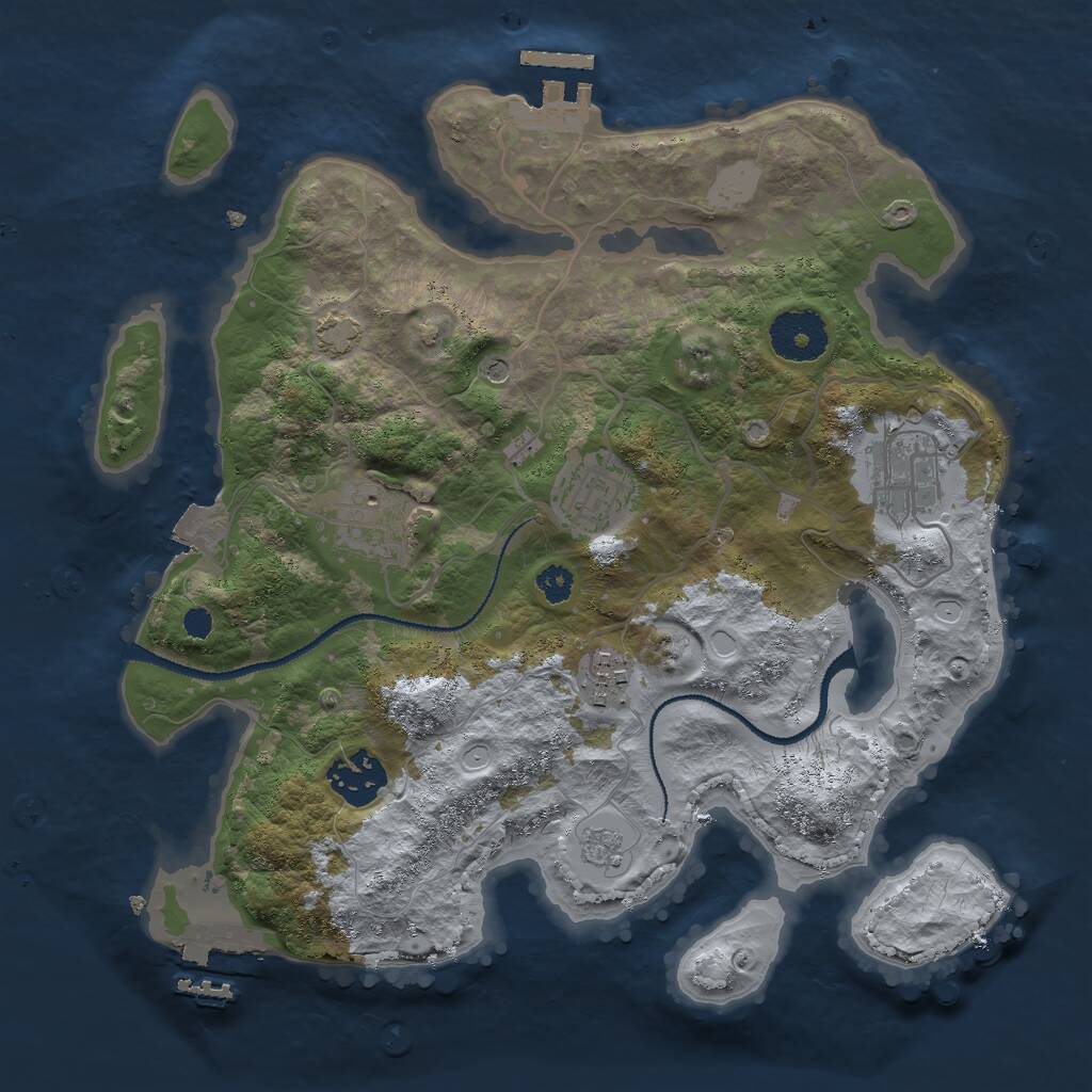 Rust Map: Procedural Map, Size: 3000, Seed: 681360033, 11 Monuments