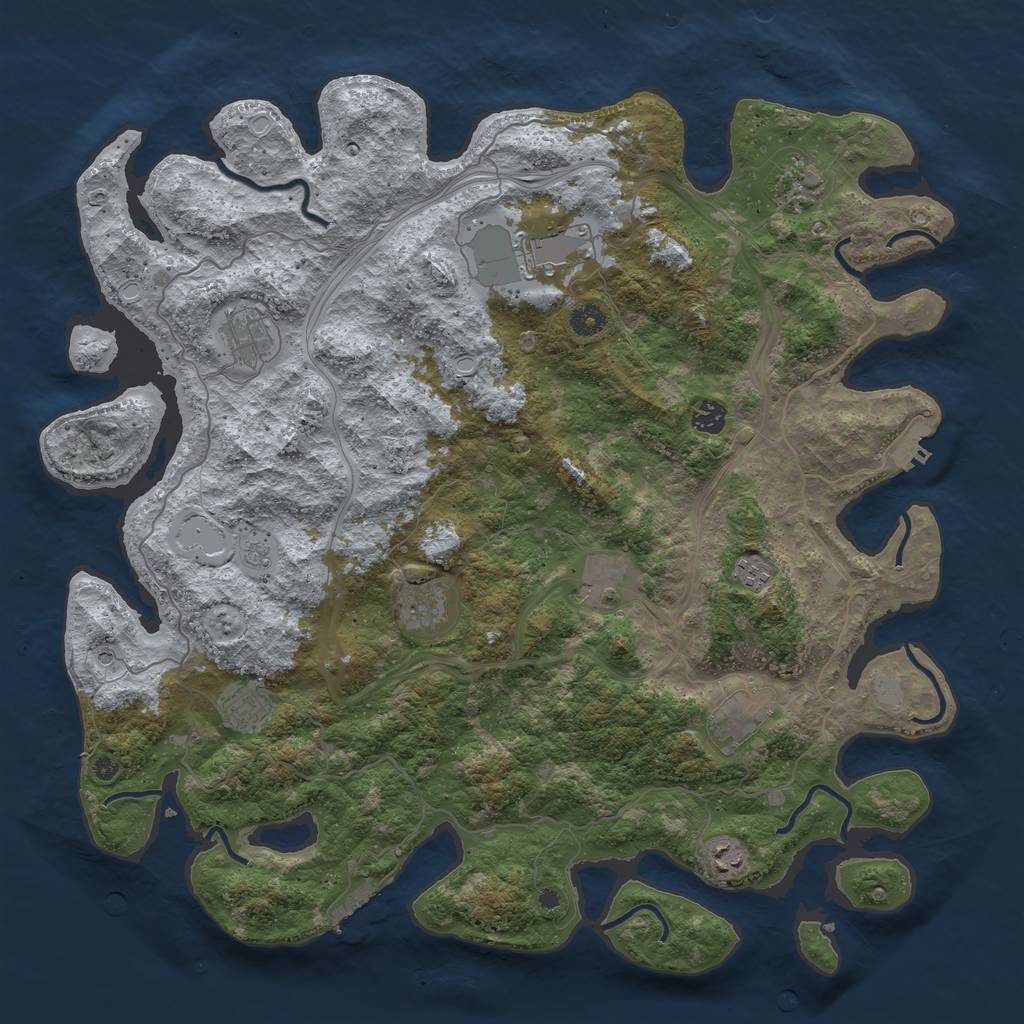 Rust Map: Procedural Map, Size: 4500, Seed: 1352354704, 19 Monuments