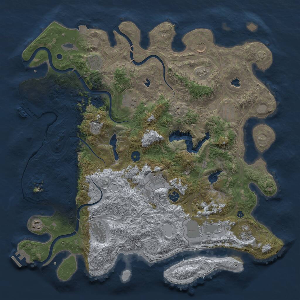 Rust Map: Procedural Map, Size: 4500, Seed: 1097, 17 Monuments