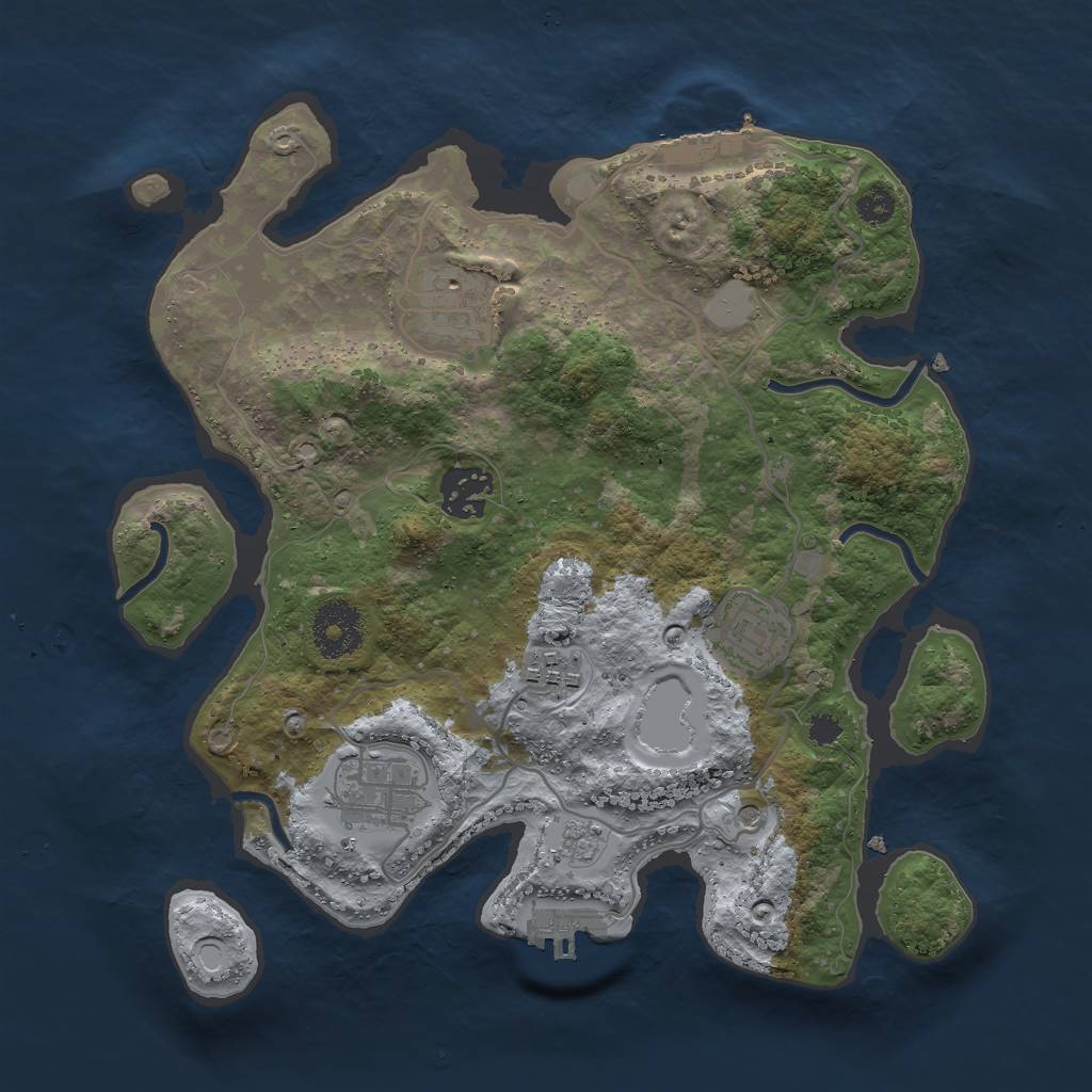 Rust Map: Procedural Map, Size: 3000, Seed: 2674059, 14 Monuments