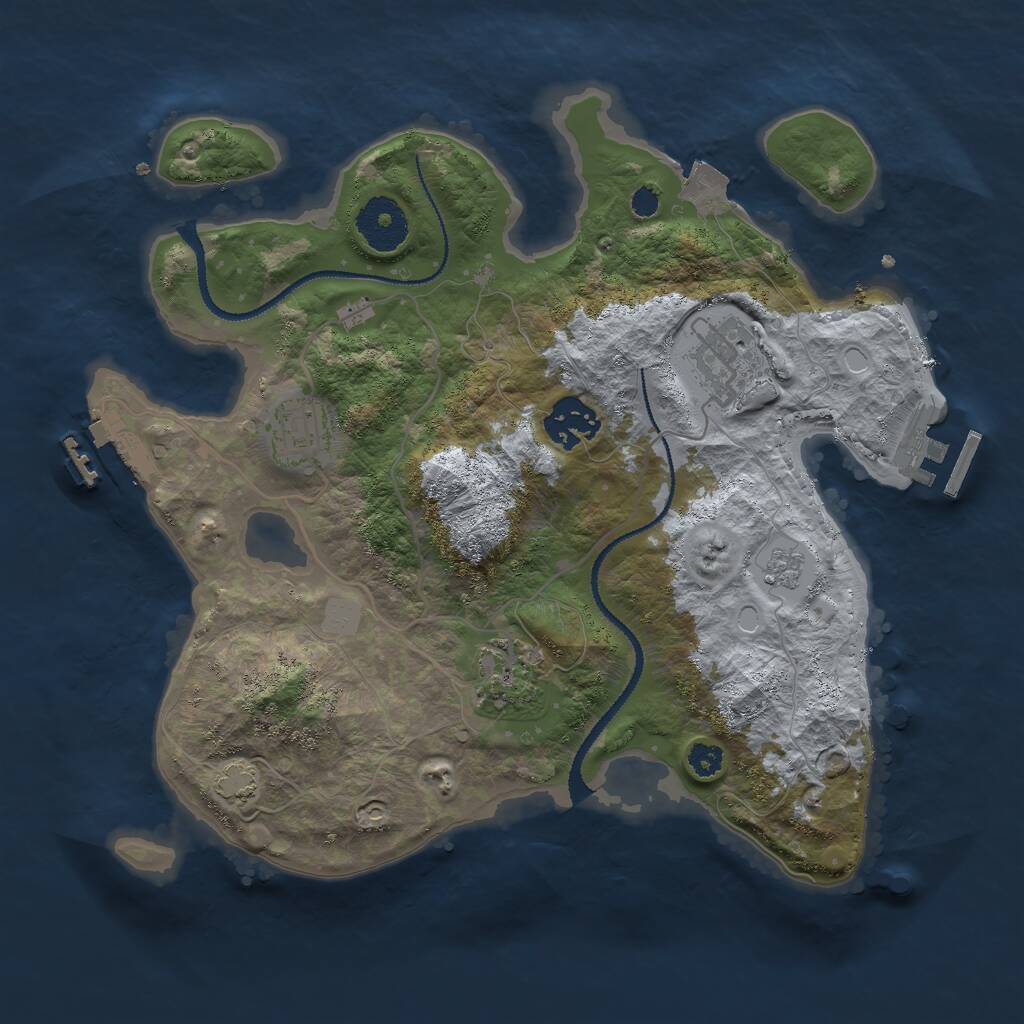 Rust Map: Procedural Map, Size: 3000, Seed: 48932, 9 Monuments