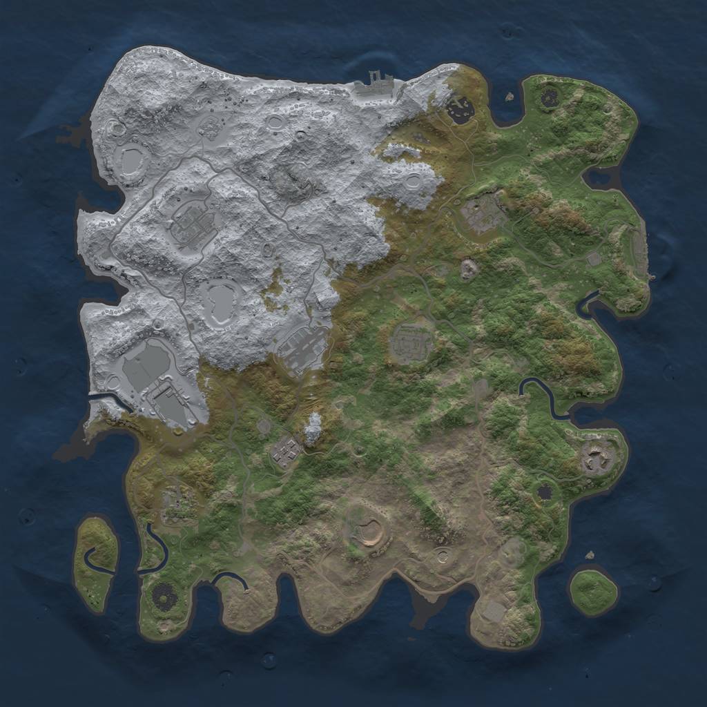 Rust Map: Procedural Map, Size: 4000, Seed: 72195762, 19 Monuments