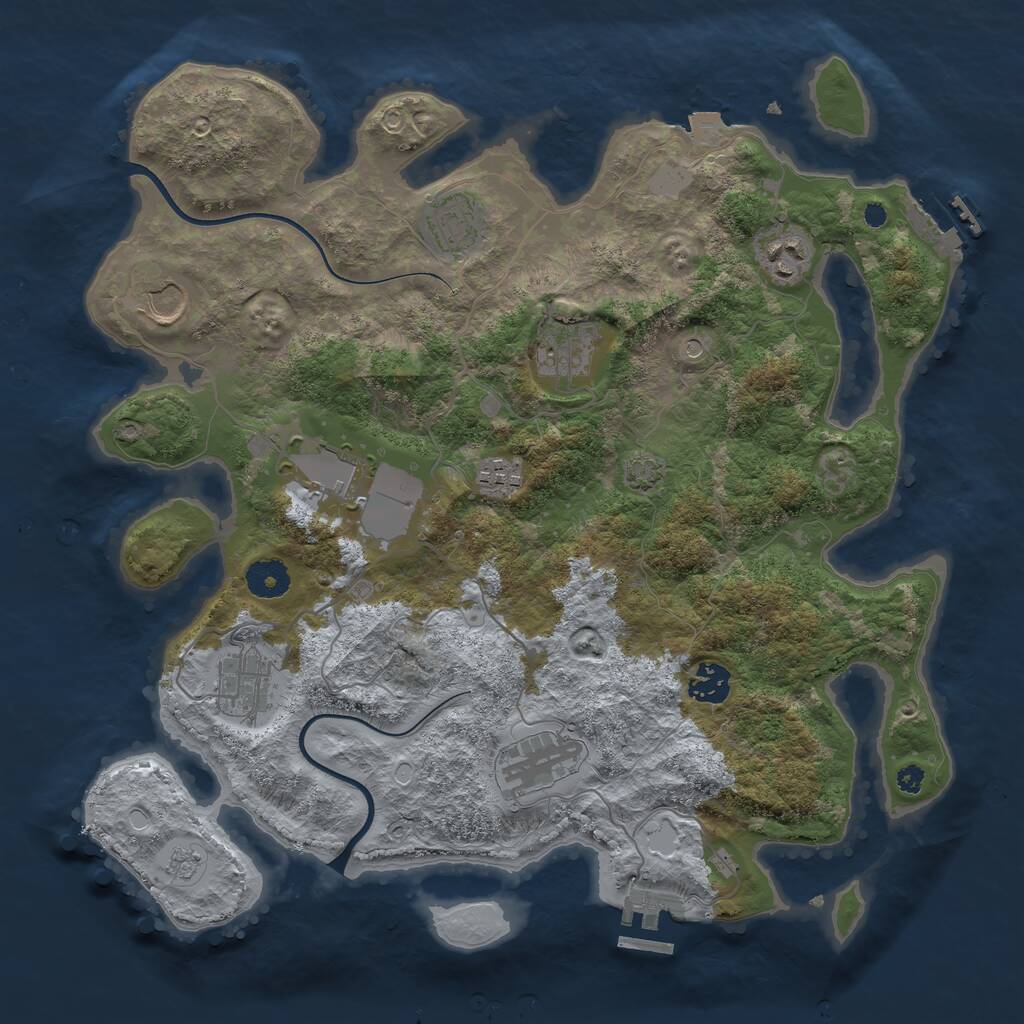 Rust Map: Procedural Map, Size: 3700, Seed: 84183407, 15 Monuments