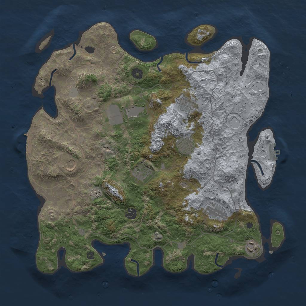 Rust Map: Procedural Map, Size: 4000, Seed: 37301461, 18 Monuments
