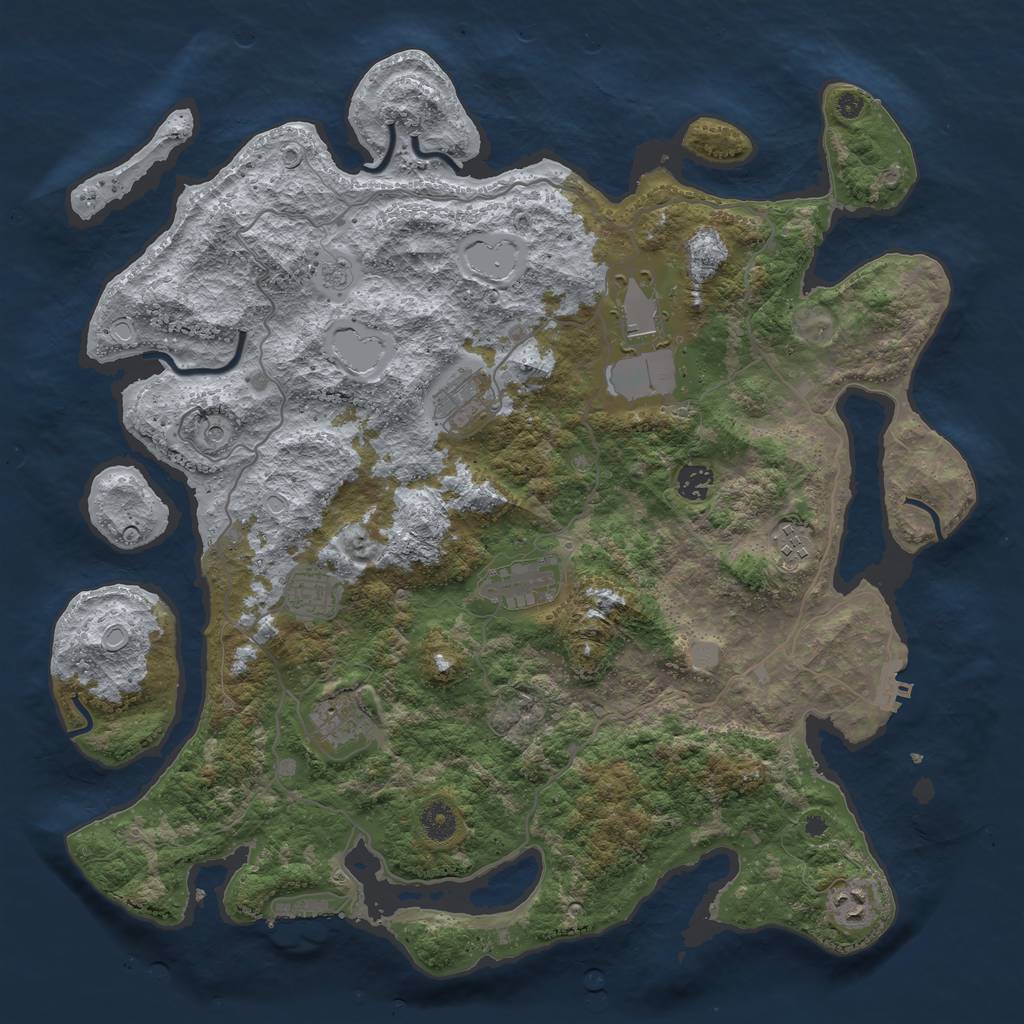 Rust Map: Procedural Map, Size: 4200, Seed: 1233, 17 Monuments