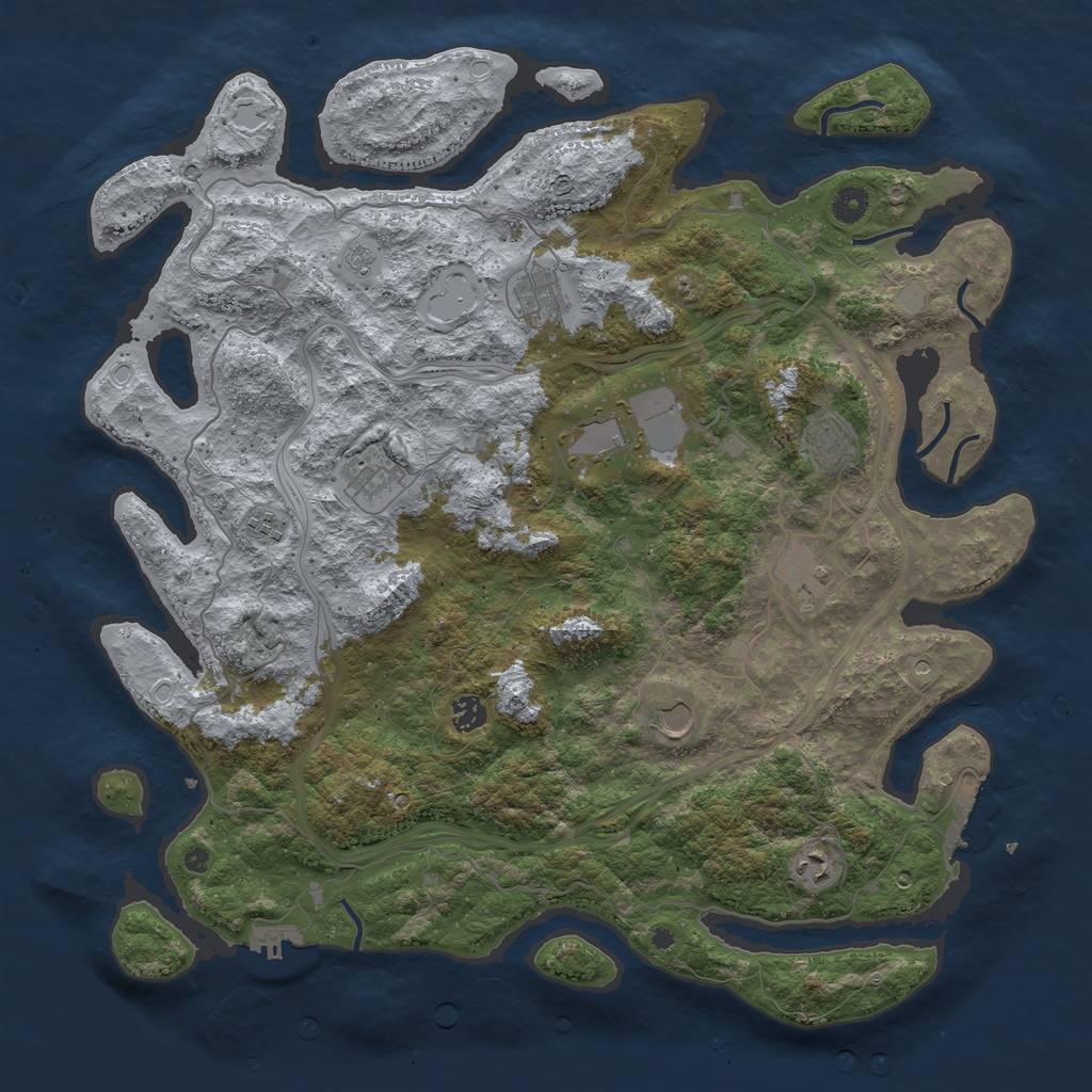 Rust Map: Procedural Map, Size: 4500, Seed: 14242, 18 Monuments