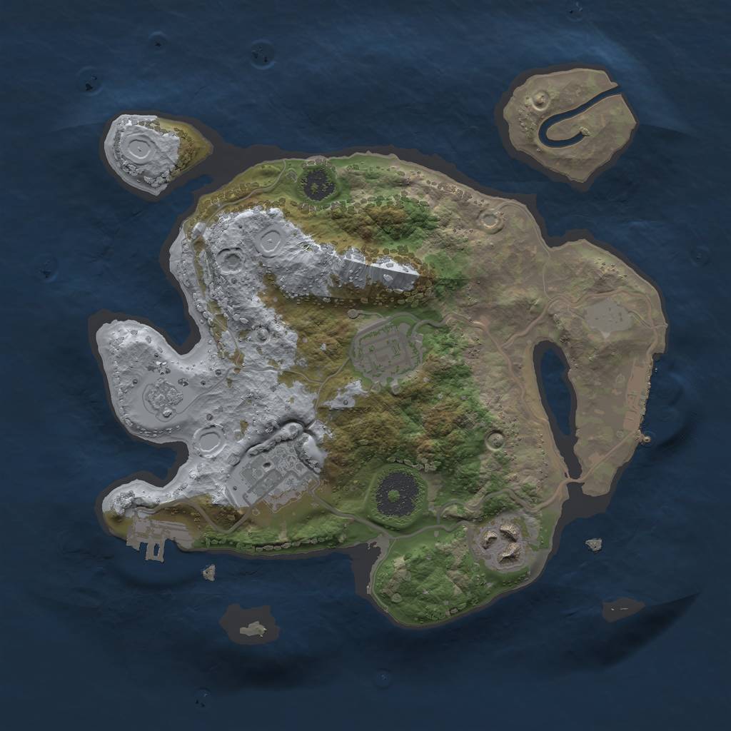 Rust Map: Procedural Map, Size: 2500, Seed: 879532, 11 Monuments