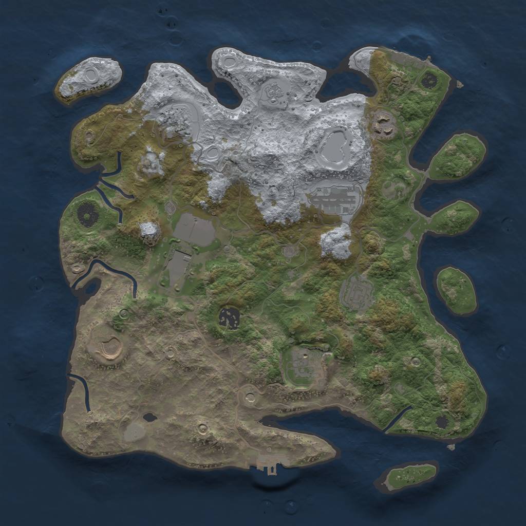 Rust Map: Procedural Map, Size: 3500, Seed: 736669281, 17 Monuments