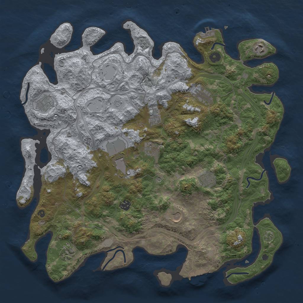 Rust Map: Procedural Map, Size: 4250, Seed: 740061080, 20 Monuments