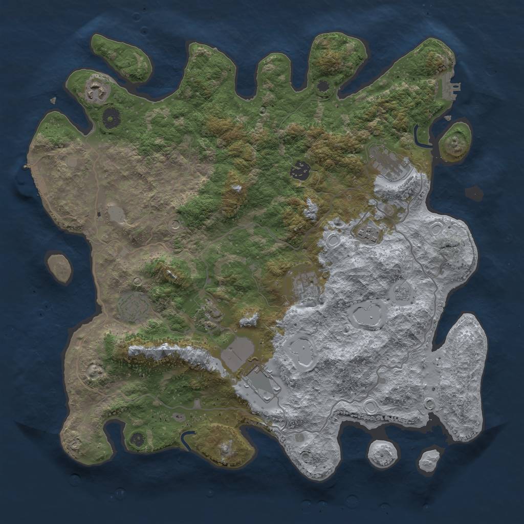 Rust Map: Procedural Map, Size: 4000, Seed: 161345544, 17 Monuments