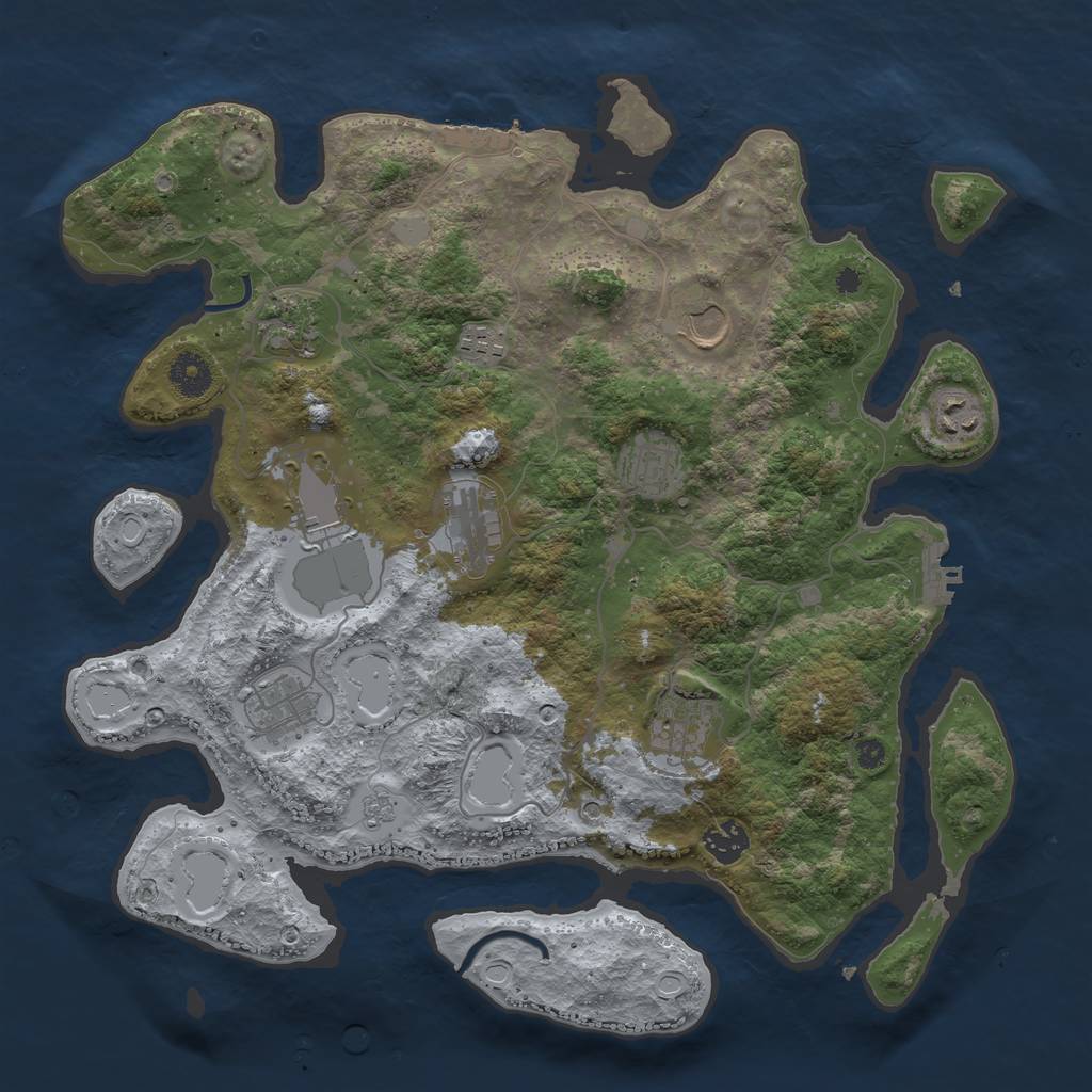 Rust Map: Procedural Map, Size: 3800, Seed: 62278711, 19 Monuments