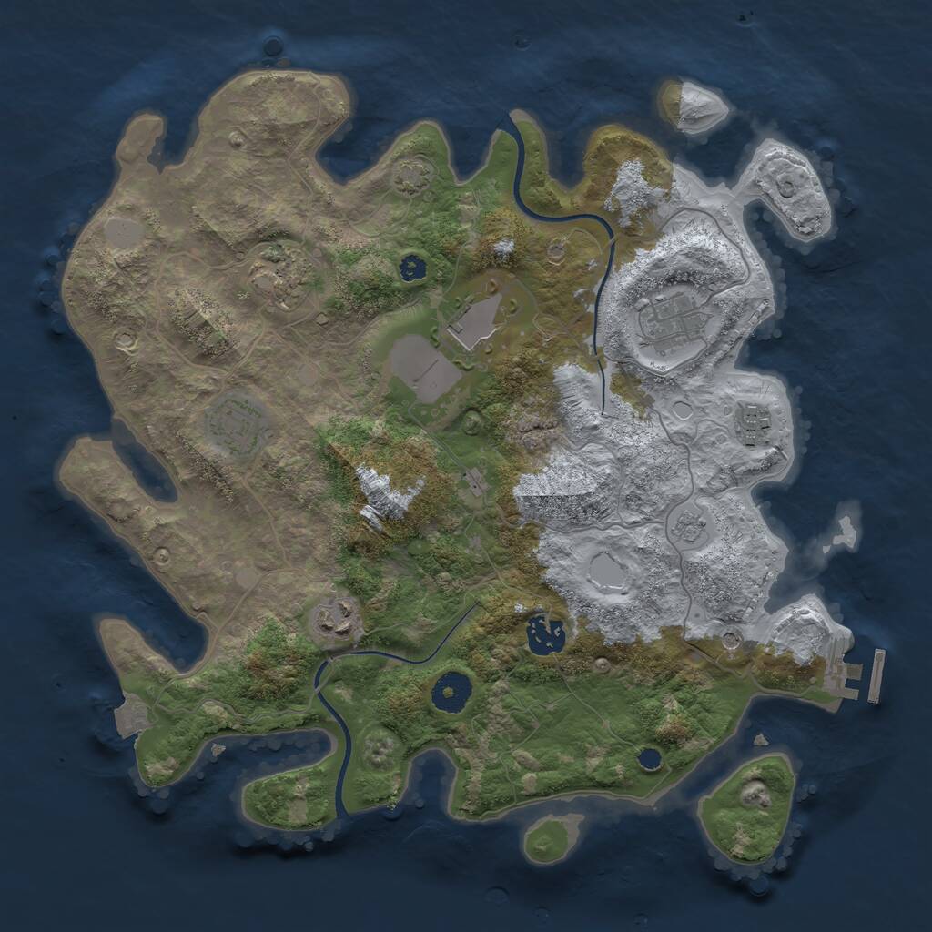 Rust Map: Procedural Map, Size: 3500, Seed: 985135578, 12 Monuments