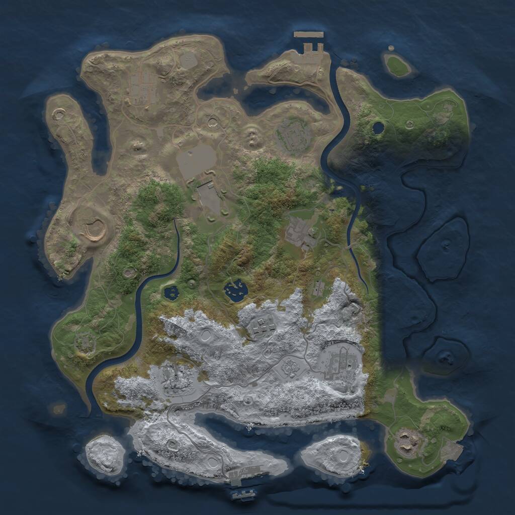 Rust Map: Procedural Map, Size: 3500, Seed: 1799083385, 16 Monuments