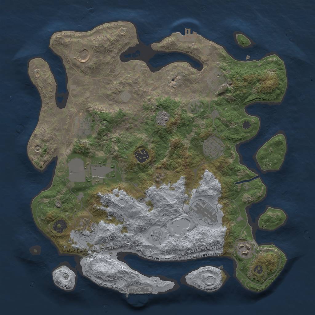 Rust Map: Procedural Map, Size: 3500, Seed: 1799083385, 19 Monuments