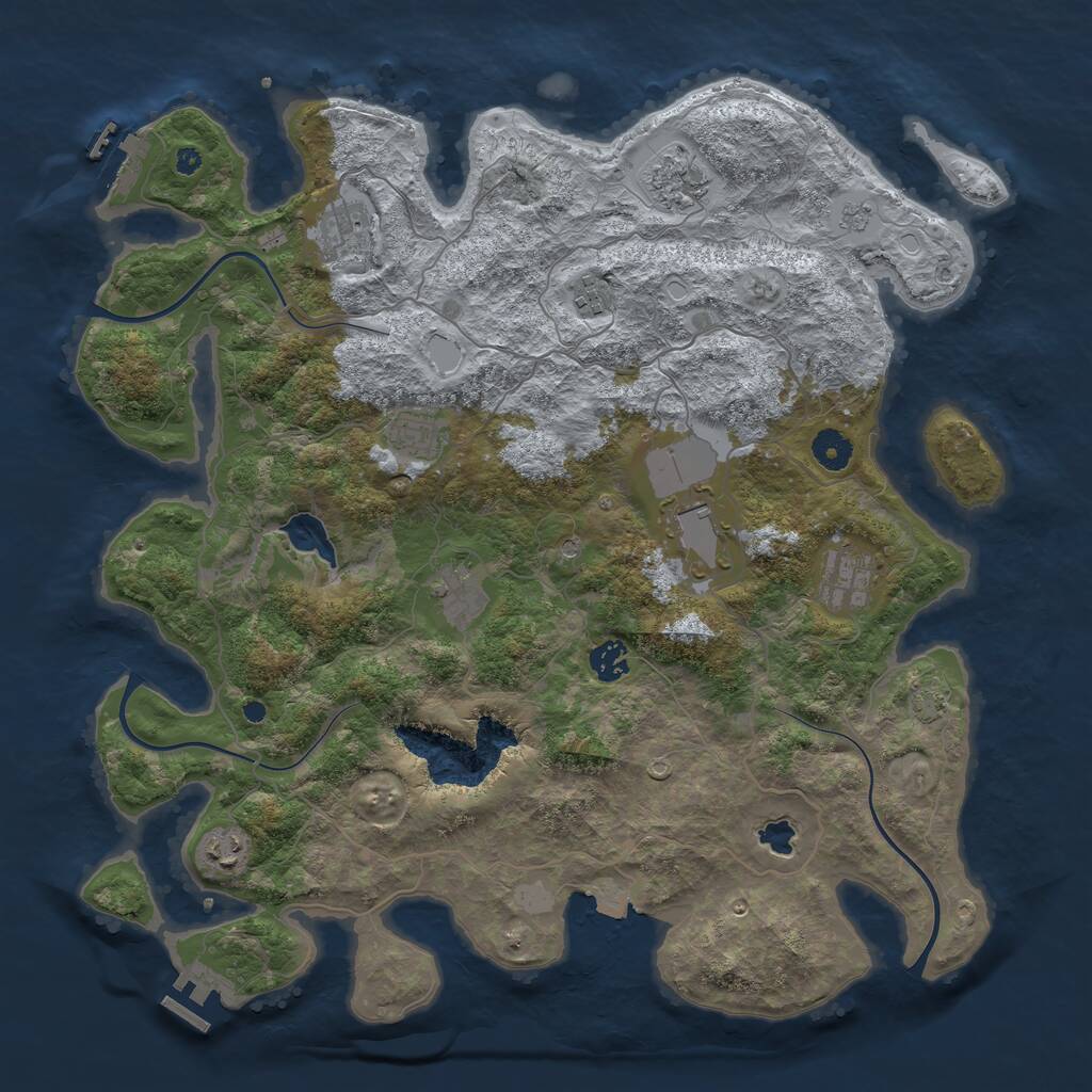 Rust Map: Procedural Map, Size: 4096, Seed: 438921842, 15 Monuments