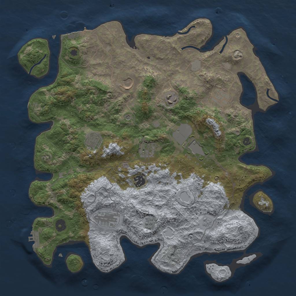 Rust Map: Procedural Map, Size: 3850, Seed: 100122237, 18 Monuments