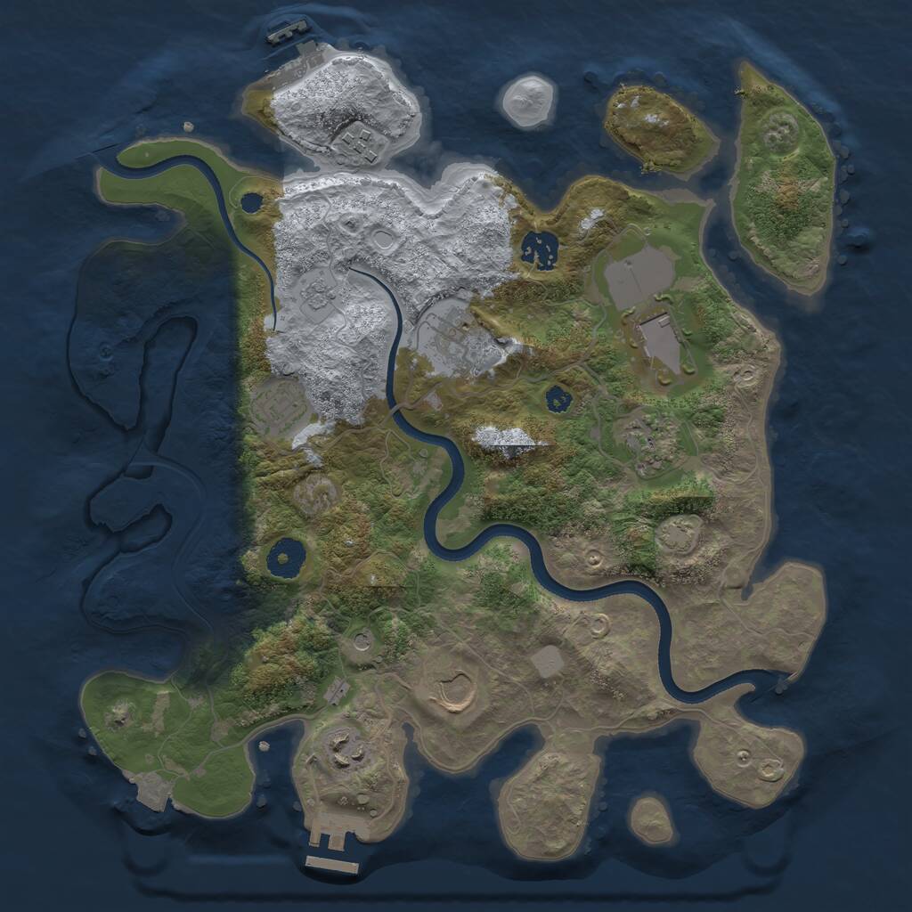 Rust Map: Procedural Map, Size: 3500, Seed: 868886937, 14 Monuments