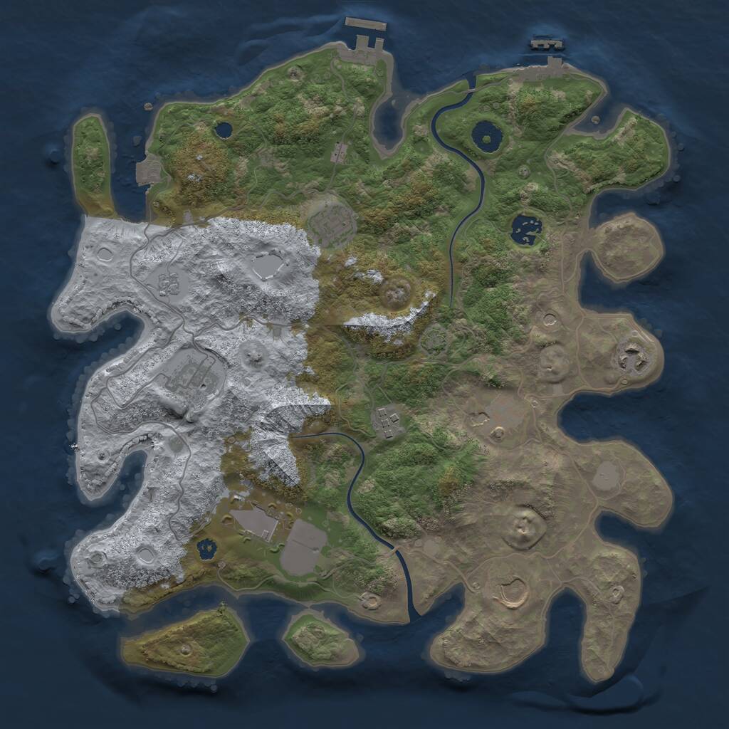 Rust Map: Procedural Map, Size: 3600, Seed: 3739799, 14 Monuments