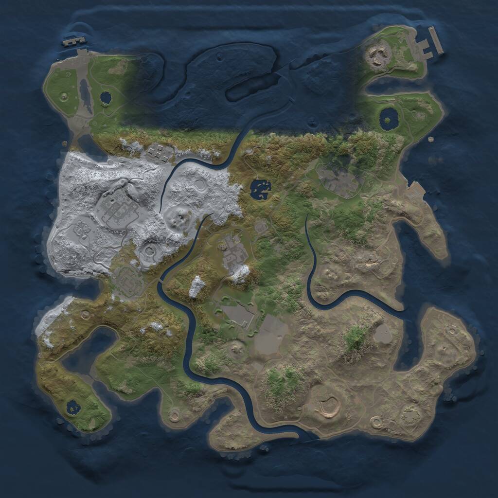 Rust Map: Procedural Map, Size: 3500, Seed: 118542, 15 Monuments