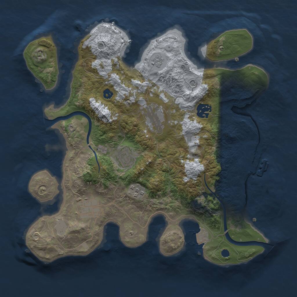 Rust Map: Procedural Map, Size: 3000, Seed: 1623250, 10 Monuments