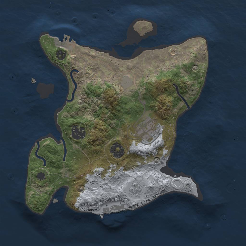 Rust Map: Procedural Map, Size: 2500, Seed: 695496, 8 Monuments