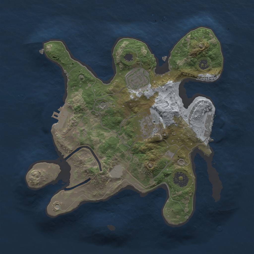 Rust Map: Procedural Map, Size: 2500, Seed: 521822437, 8 Monuments