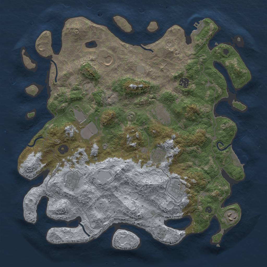 Rust Map: Procedural Map, Size: 4000, Seed: 335, 16 Monuments