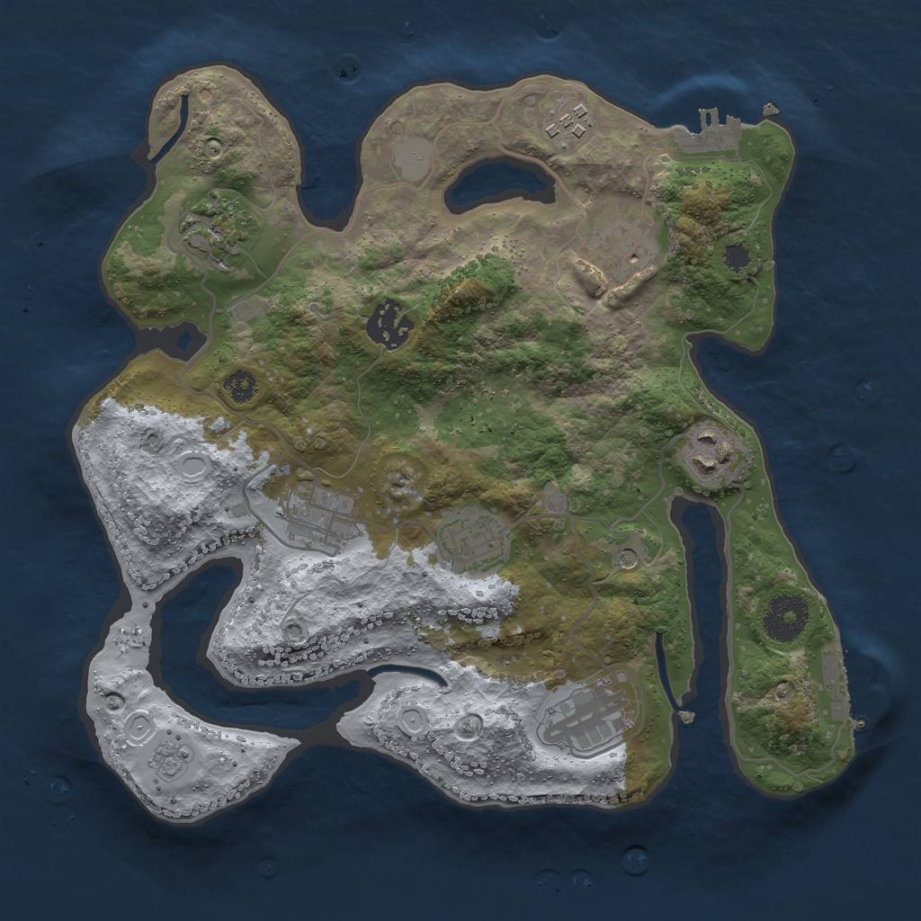 Rust Map: Procedural Map, Size: 3000, Seed: 863953049, 17 Monuments
