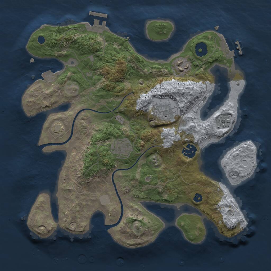 Rust Map: Procedural Map, Size: 3000, Seed: 516515615, 9 Monuments