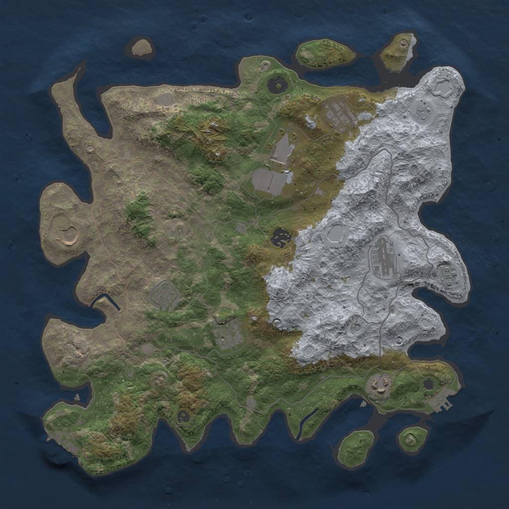 Rust Map: Procedural Map, Size: 4000, Seed: 827233434, 16 Monuments