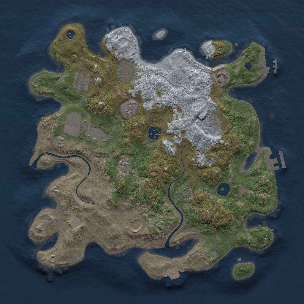 Rust Map: Procedural Map, Size: 3500, Seed: 663852732, 14 Monuments