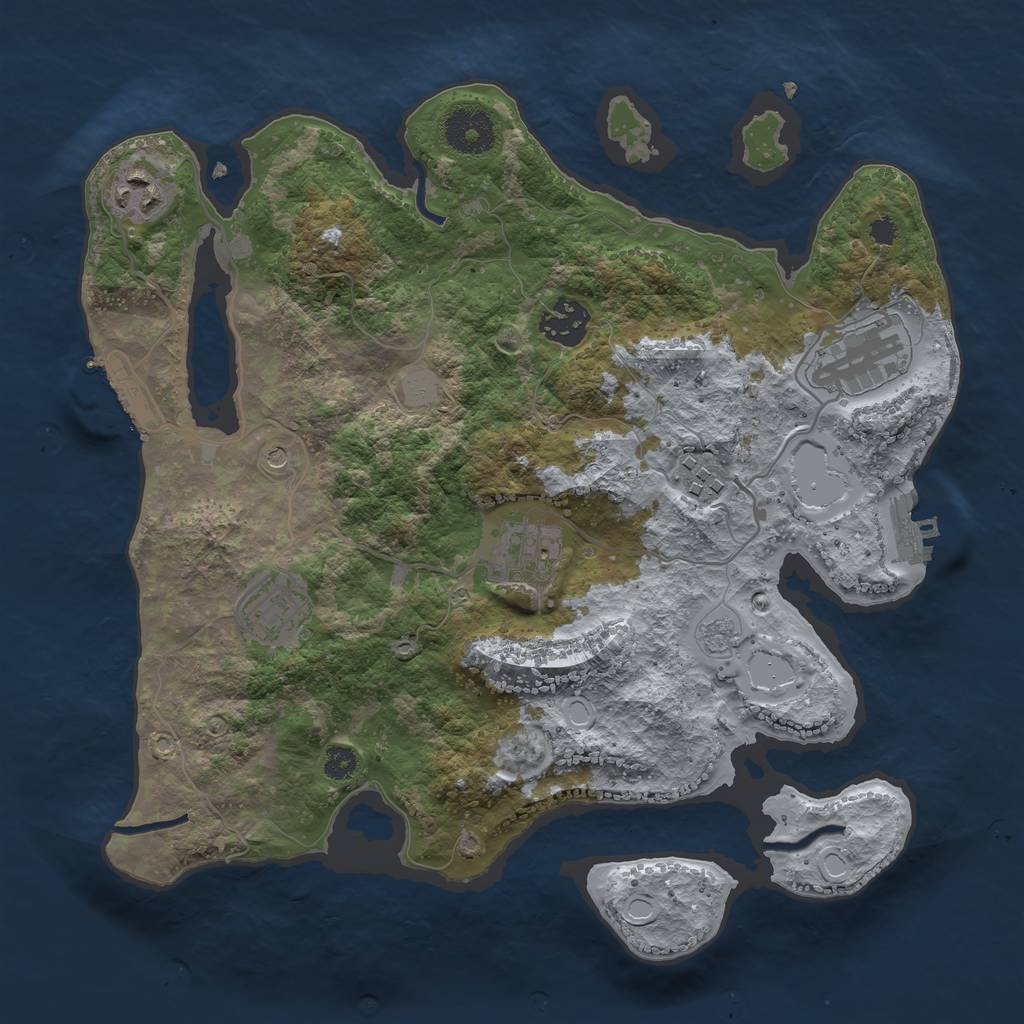 Rust Map: Procedural Map, Size: 3200, Seed: 56565, 15 Monuments