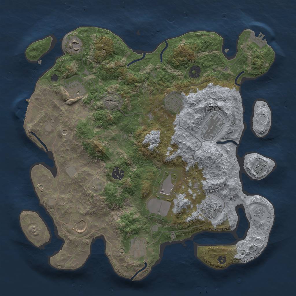 Rust Map: Procedural Map, Size: 3500, Seed: 1585502862, 19 Monuments
