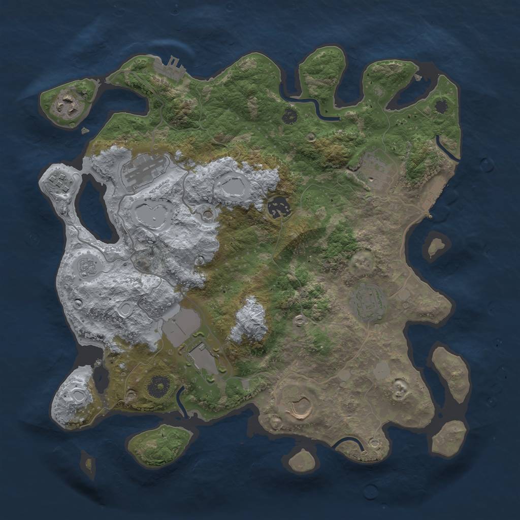 Rust Map: Procedural Map, Size: 3500, Seed: 488281950, 15 Monuments