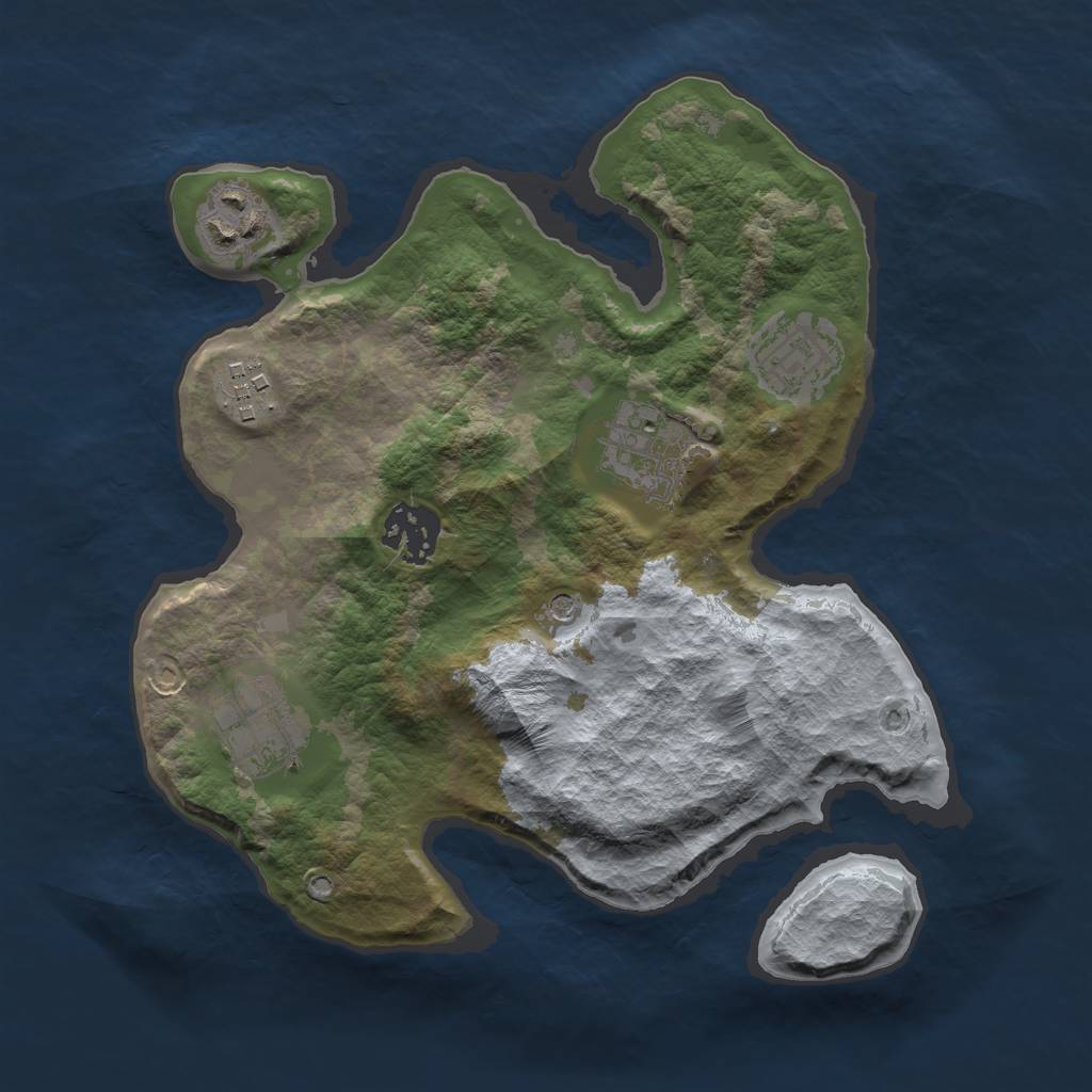 Rust Map: Barren, Size: 2750, Seed: 22257, 9 Monuments