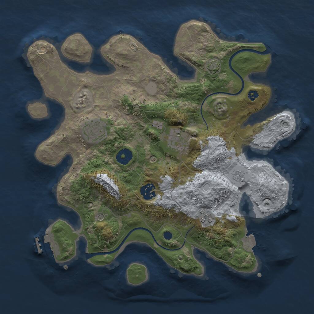 Rust Map: Procedural Map, Size: 3000, Seed: 1725824343, 9 Monuments