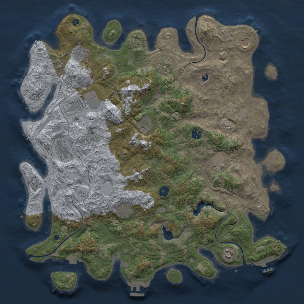 Rust Map: Procedural Map, Size: 4450, Seed: 1467239899, 17 Monuments