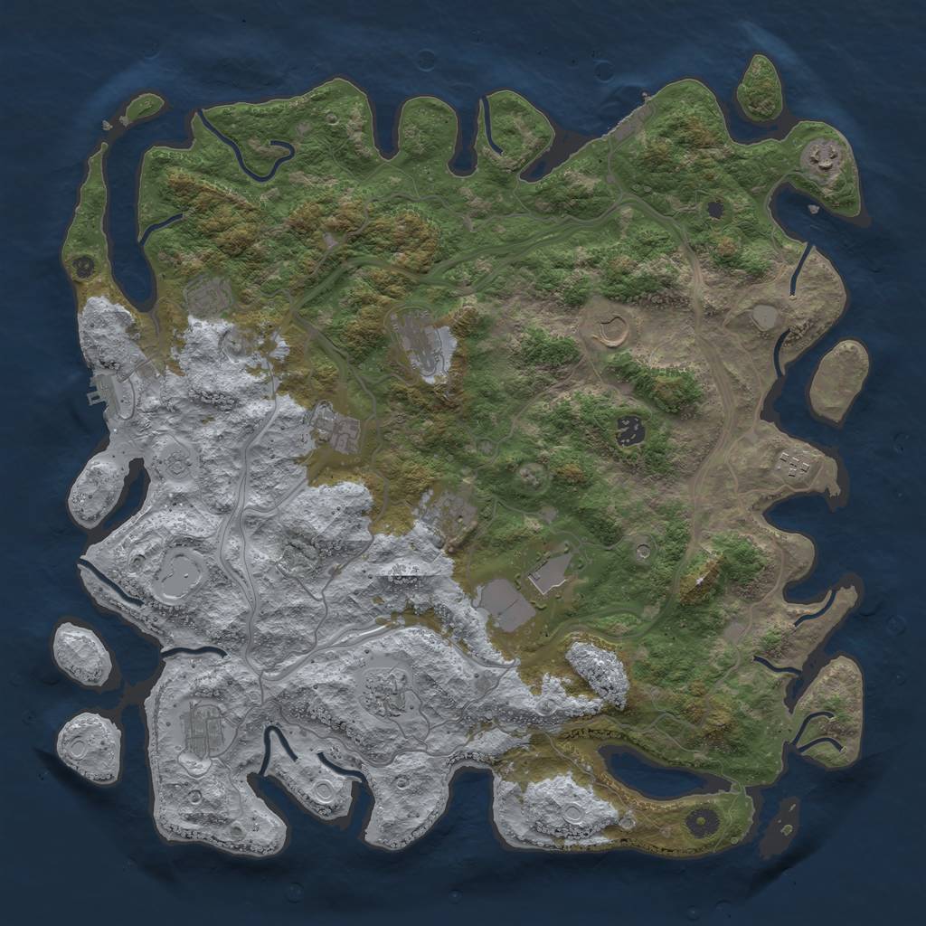 Rust Map: Procedural Map, Size: 4500, Seed: 888303917, 20 Monuments