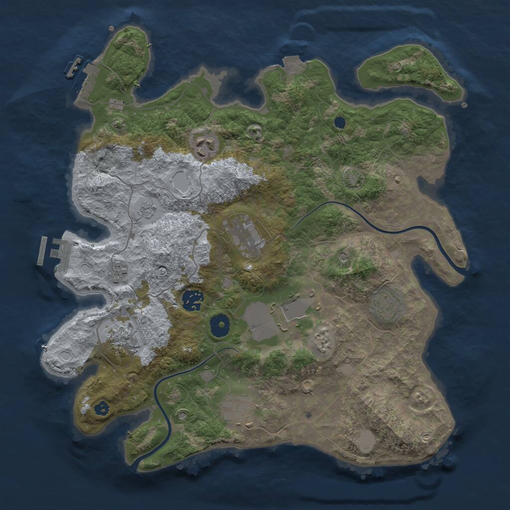 Rust Map: Procedural Map, Size: 3500, Seed: 1094595149, 14 Monuments