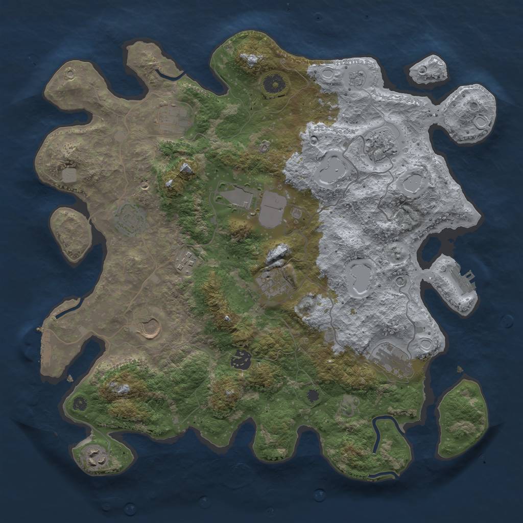 Rust Map: Procedural Map, Size: 3850, Seed: 533789751, 19 Monuments