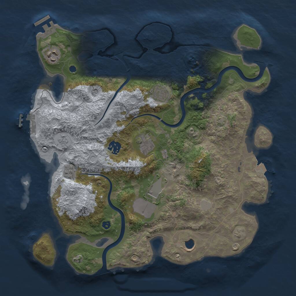 Rust Map: Procedural Map, Size: 3500, Seed: 785126540, 13 Monuments
