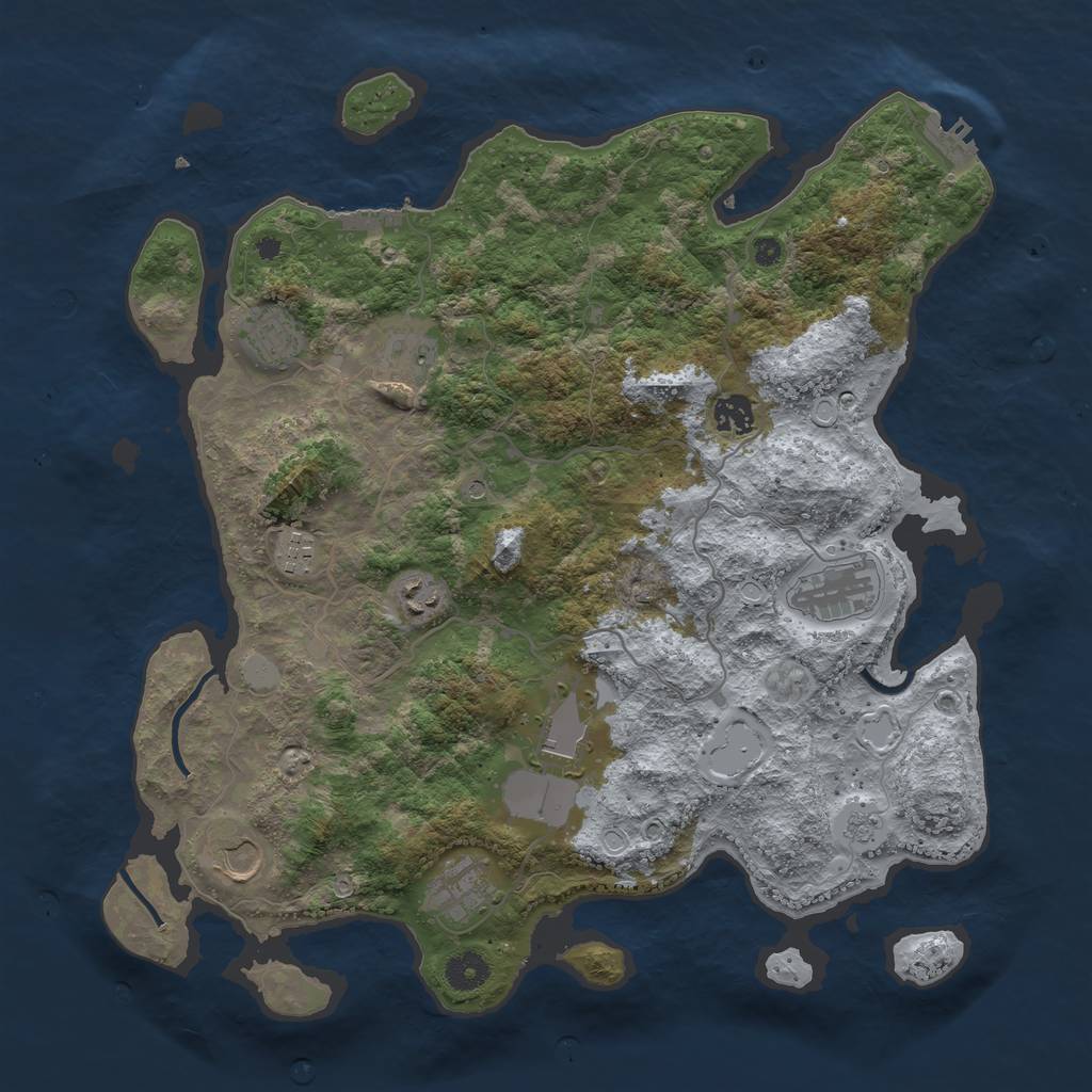 Rust Map: Procedural Map, Size: 4000, Seed: 1602869800, 18 Monuments